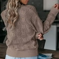 thumbnail image 3 of JINMGG V Neck Sweaters for Women Fall Winter Clearance,Ladies Fashion Knitted Color Long Sleeve Hollow Sweater, 3 of 8