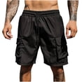 thumbnail image 4 of Ceisia Men's Muscle Casual Sports Shorts Summer Loose Cargo Shorts Big Pockets Plus Size Five Quarter Gifts for Father Black 2X, 4 of 5
