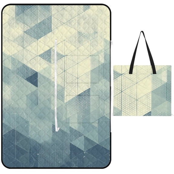Colored Grid Geometry Outdoor Picnic Blanket, Foldable Waterproof Beach Mat, Portable Beach Blanket for Beach Camping, Hiking, Family Concerts