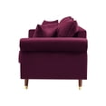 thumbnail image 6 of 3 Seater Sofa with 2 Pillows, Modern Velvet Upholstered Couch with Wood Legs and Nail Head Decor, Comfortable Couch Furniture for Living Room Bedroom and Office, 74.02"Wx29.53"Dx33.46"H, Red, 6 of 7