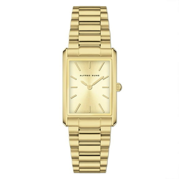 Alfred Sung Ladies Horizon Modern Gold White Dial Link Watch