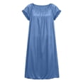 thumbnail image 5 of BRGZLK Nightgowns for Women Trendy Solid Color Lace Trim Short Sleeve Flowy Sleep Dresses Soft Comfort Baggy Casual Sleepwear Nighty Negligee Blue Free Size, 5 of 7