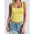 thumbnail image 4 of Women'S Sleeveless Square Neck Tank Top Double Layer Basic Crop Tops Summer Fitness Workout Casual Tops Yellow L, 4 of 5