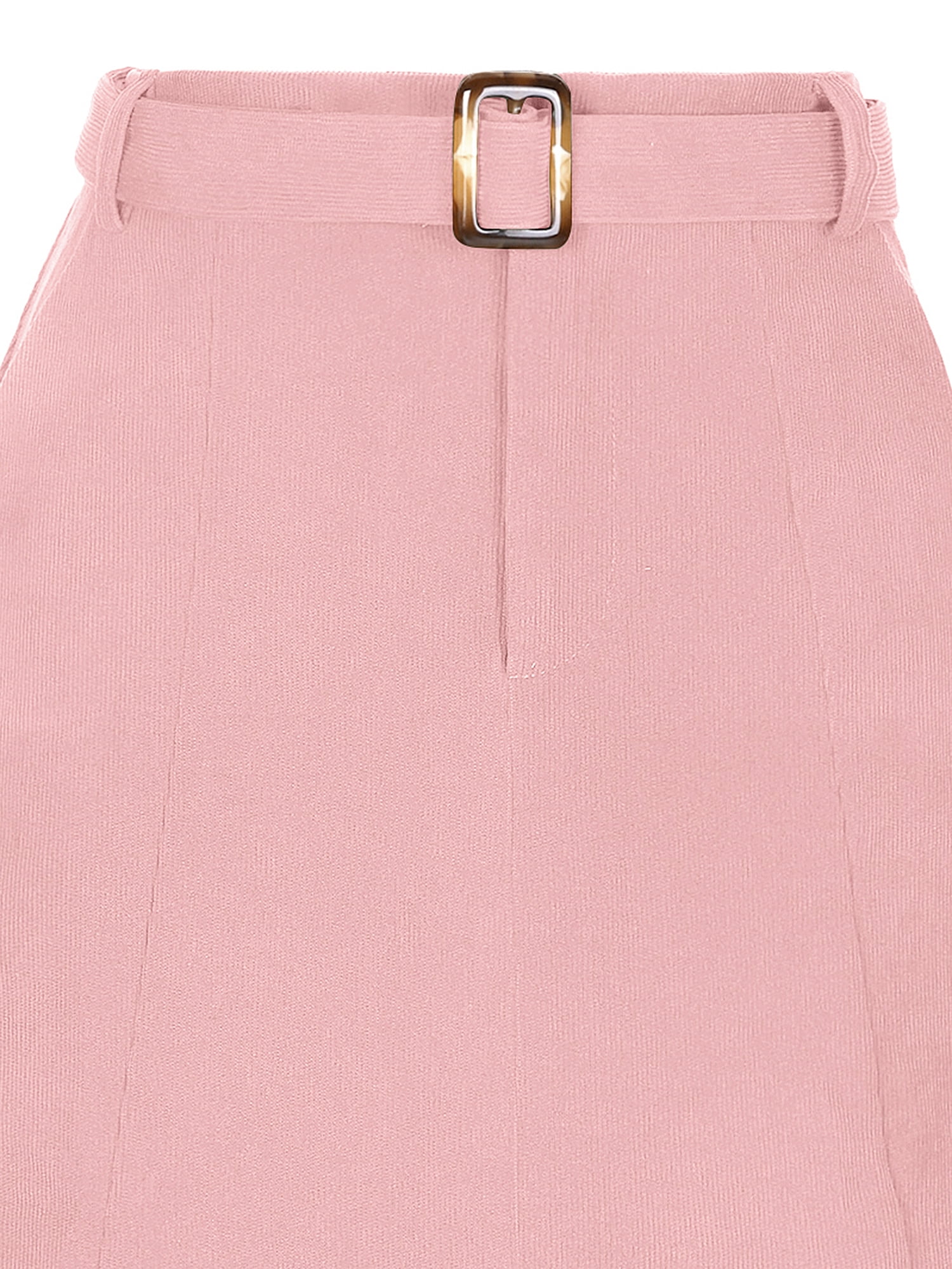 DARING DIVA Women's A-Line Belted Fall Midi Corduroy Skirt S Pink