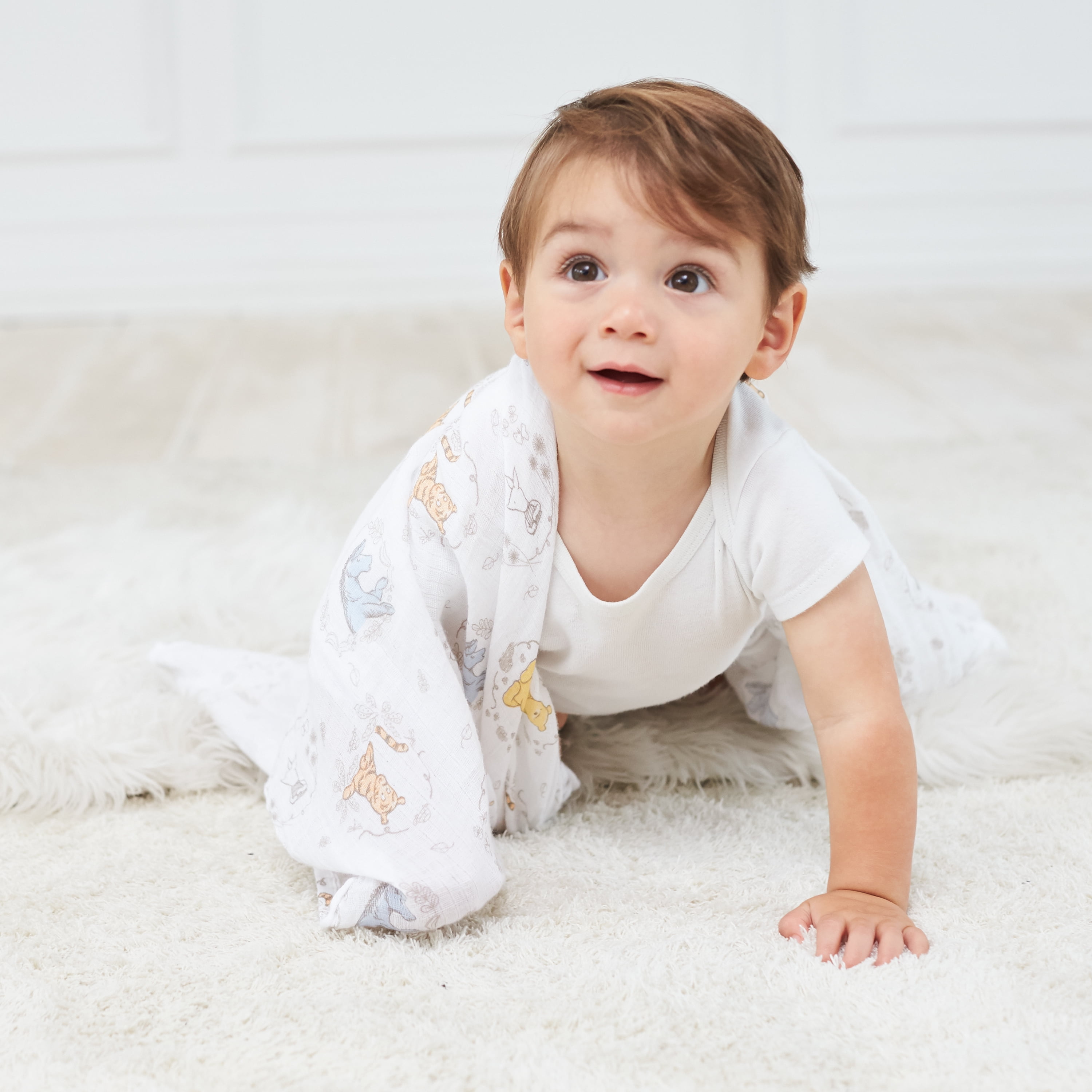 aden + anais x Disney Baby, Cotton Muslin Swaddle Blanket, Winnie the Pooh, Unisex, Infants, 4-Pk
