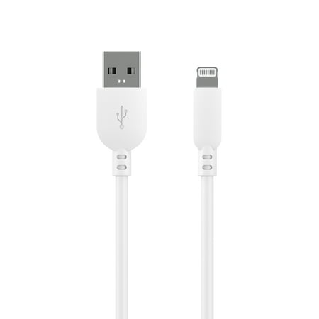 onn. Lightning to USB Cable, White, 6'