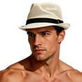 thumbnail image 4 of Paiwinds Men's Straw Fedora Summer Sun Hat Breathable Woven Beach Hat with Adjustable Strap for Travel Outdoor Casual Daily Wear, 4 of 8