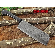 Damascus steel chopper chef cleaver Knife 10 Inches long custom made full tang 6" blade Buffalo Horn scale with inserting hole