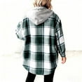 thumbnail image 3 of Maplenight Plaid Jackets for Women Button Down Long Sleeve Shacket Casual Fleece Lined Hooded Jackets Thermal Winter Coat with Pockets, 3 of 8