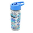 thumbnail image 6 of (4 pack) Your Zone 14-Ounce Plastic Water Bottle with Lid and Straw, Blue Shark, Double Wall Insulated, 6 of 8