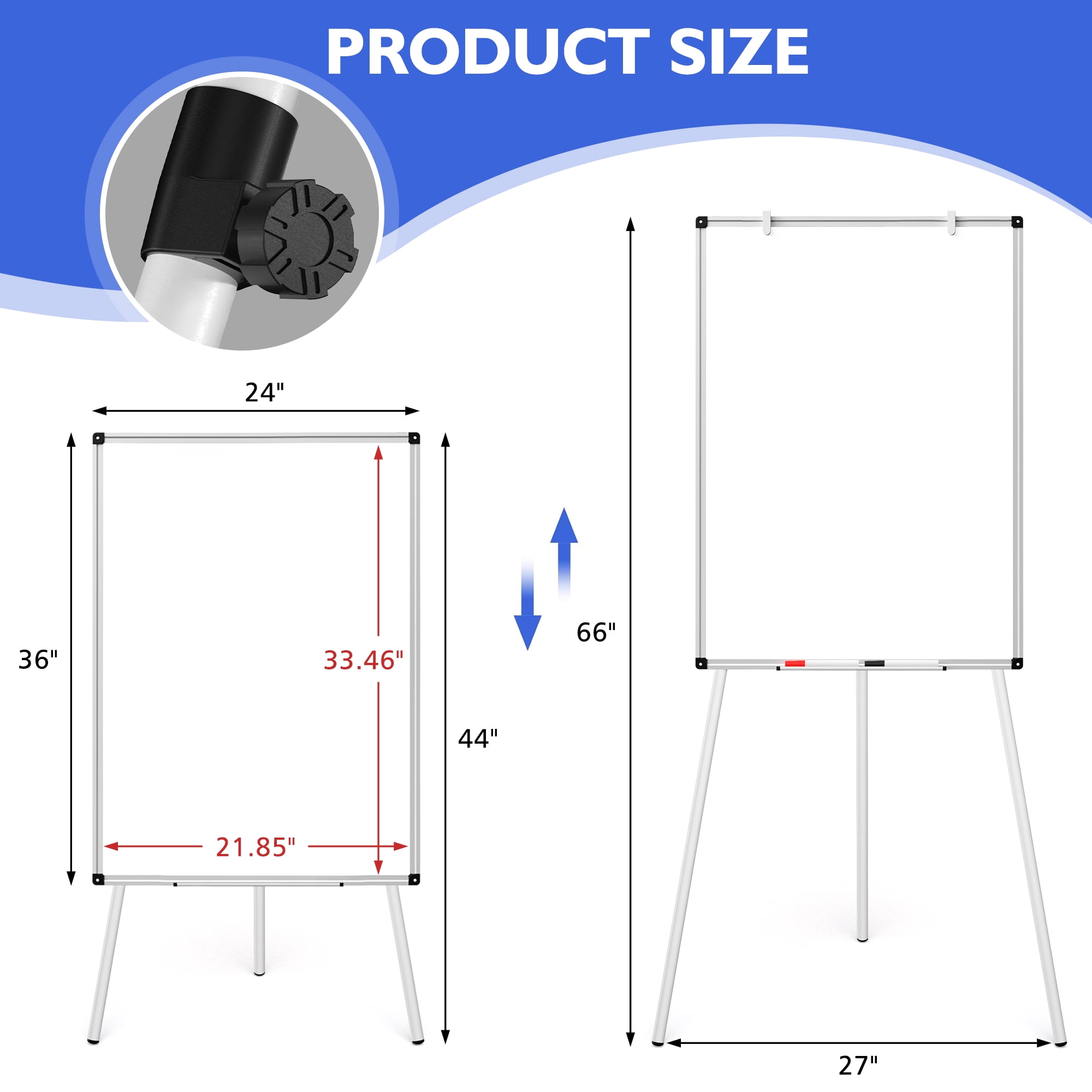 Magnetic Whiteboard Easel Stand,Portable White Board 36 x 24, Tripod Height Adjustable, Easel Stand White Board for School or Office & Teaching