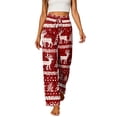 thumbnail image 2 of Lumtrix Christmas Pants Women Cute Funny Christmas Pattern Pajamas Casual Elastic Waist Pant Fall Pajama Red L, 2 of 6