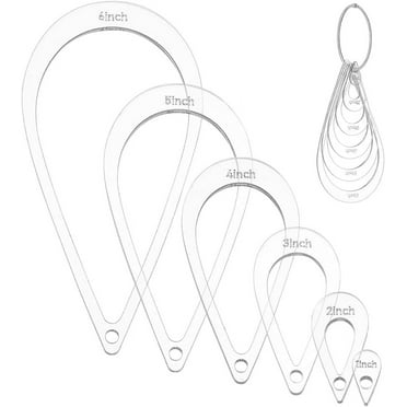 6 Pcs Teardrop Quilting Acrylic Template 6 Sizes Quilting Templates with Binder Hinged Rings Sewing Quilting Stencils for Patchwork Quilting DIY Crafts Decoration Scrapbooking for DIY
