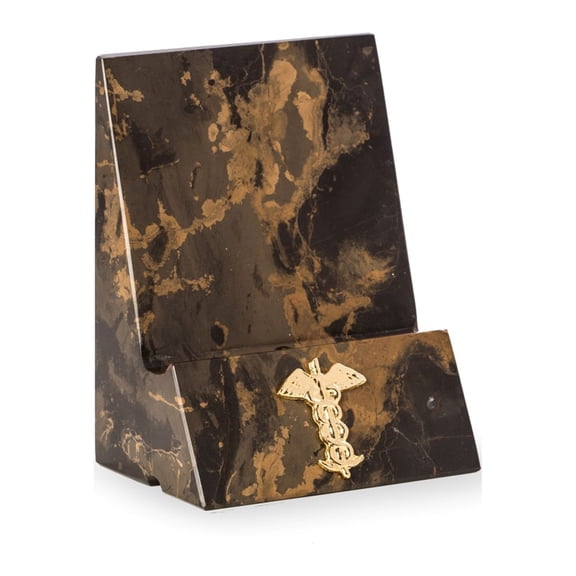 Medical, "Tiger Eye" Marble Desktop Phone / Tablet Cradle with a Pass-thru Hole for Charging Cable.