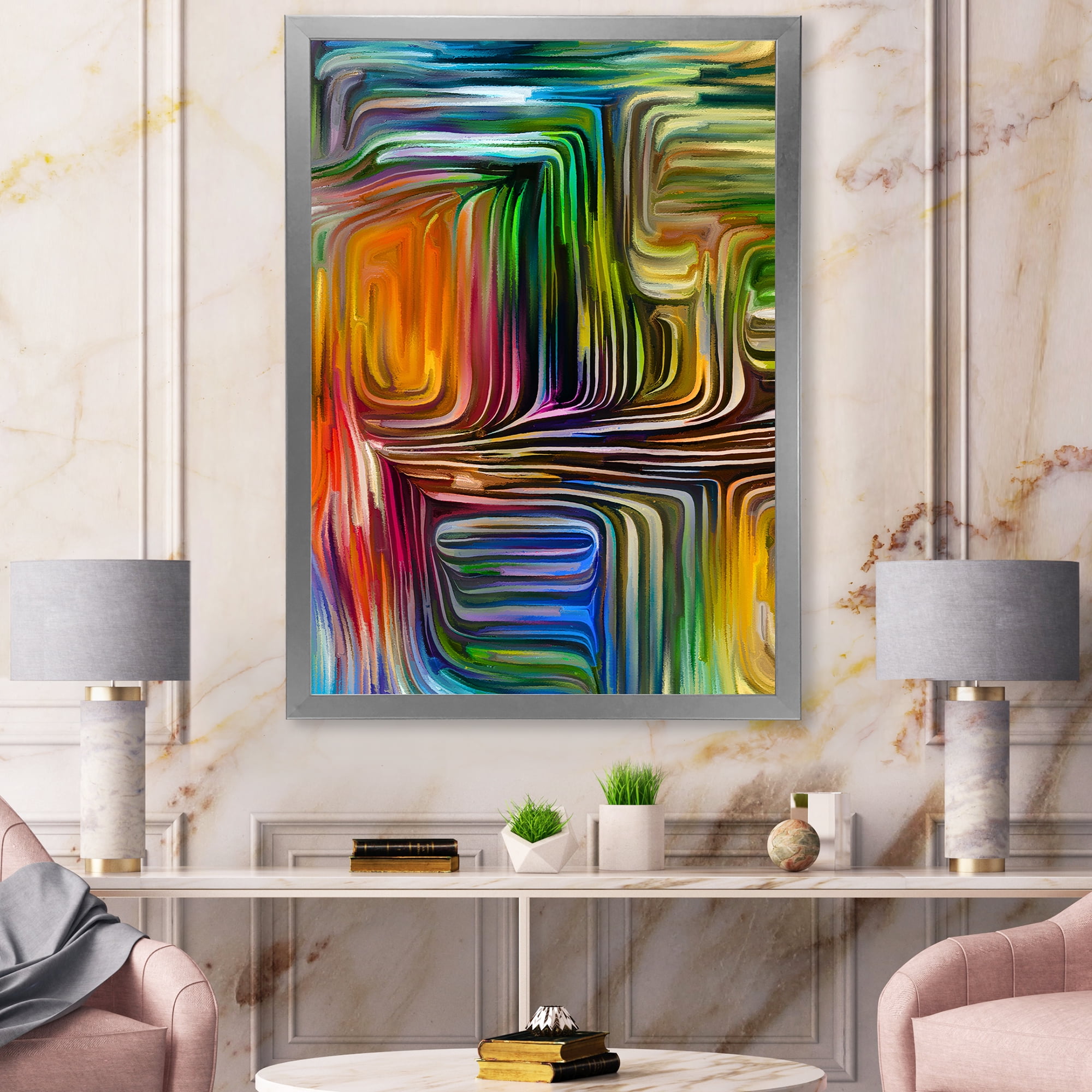 Designart 'Colour Spiral Fusion III' Modern Framed Art Print