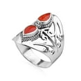 thumbnail image 2 of AeraVida Grand Reflection Filigree Teardrop Synthetic Coral Sterling Silver Ring-7, 2 of 5