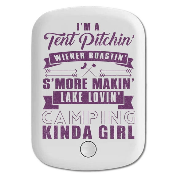 DistinctInk Magnetic Battery Pack, 5000 mAh Wireless Portable Charger with USB-C Cable, Compatible with MagSafe iPhone 14 / 13 / 12 Series - Tent Pitchin Weiner Roastin S'More Camping Girl