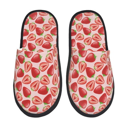 

Sigee Cute Strawberry for Cozy Furry Slippers Super Soft Indoor and Outdoor Use Non-Slip Sole Slip On House Slippers-Large