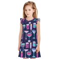 thumbnail image 1 of Fotbe Wine Glasses And Cocktails Vestido de Dormir para Niñas de 3 a 10 Años, Mangas Cortas, Estilo Princesa, Pijama Camisón con Mangas Voladas-Medium, 1 of 6