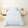 thumbnail image 2 of jejeloiu Blue Classic Checkered Print Twin Bedding For Kids,Gold Initial D Print Duvet Cover Set For Girl,Colorful Stars Reversible,2 Pieces(No Comforter), 2 of 6