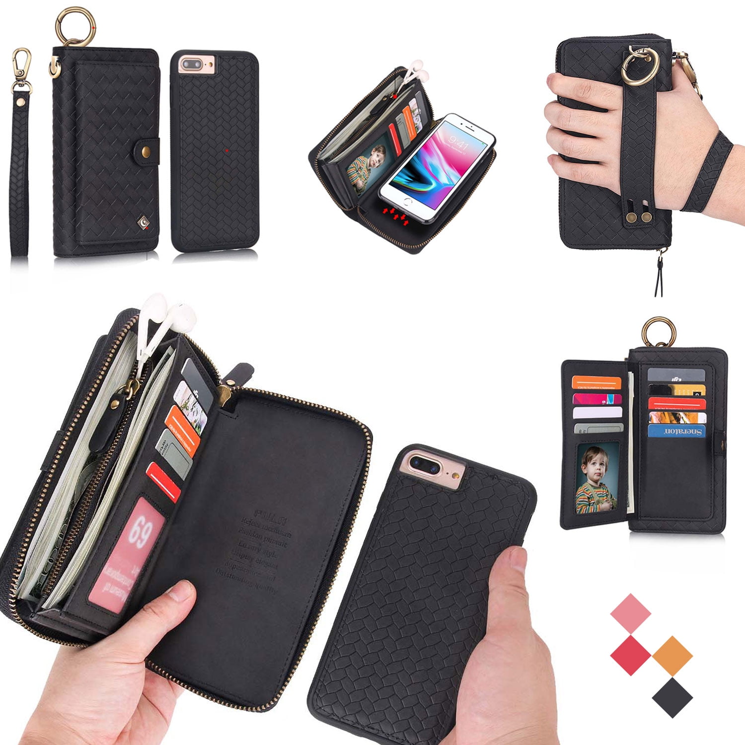 Wallet Magnetic Detachable Leather Folio Card Pockets Clutch Case Flip Cover Wallet Case iPhone 7/8 / iPhone SE 2020 Red 2 in 1 Wallet Magnetic Detachable Leather Folio Card Pockets Clutch Case Flip Cover Wallet Case iPhone 7/8 / iPhone SE 2020 Red 2 in 1