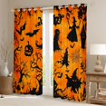 thumbnail image 2 of Homewish Halloween Witch Blackout Curtains, Spooky Tree Pumpkin Curtains Pack of 2 (42x84 Each), Orange Black, 2 of 5