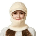 thumbnail image 4 of Women's Knitted Beanie Hat with Face Cover Knitted Hat In Autumn and Winter Fall Winter Warm Knitted Ski Scarf and Mask Set 3 In 1 Winter Hat for Women Ski Mask Upgrade Windproof Thermal Headwear, 4 of 6