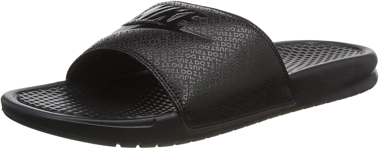 plain black nike slides