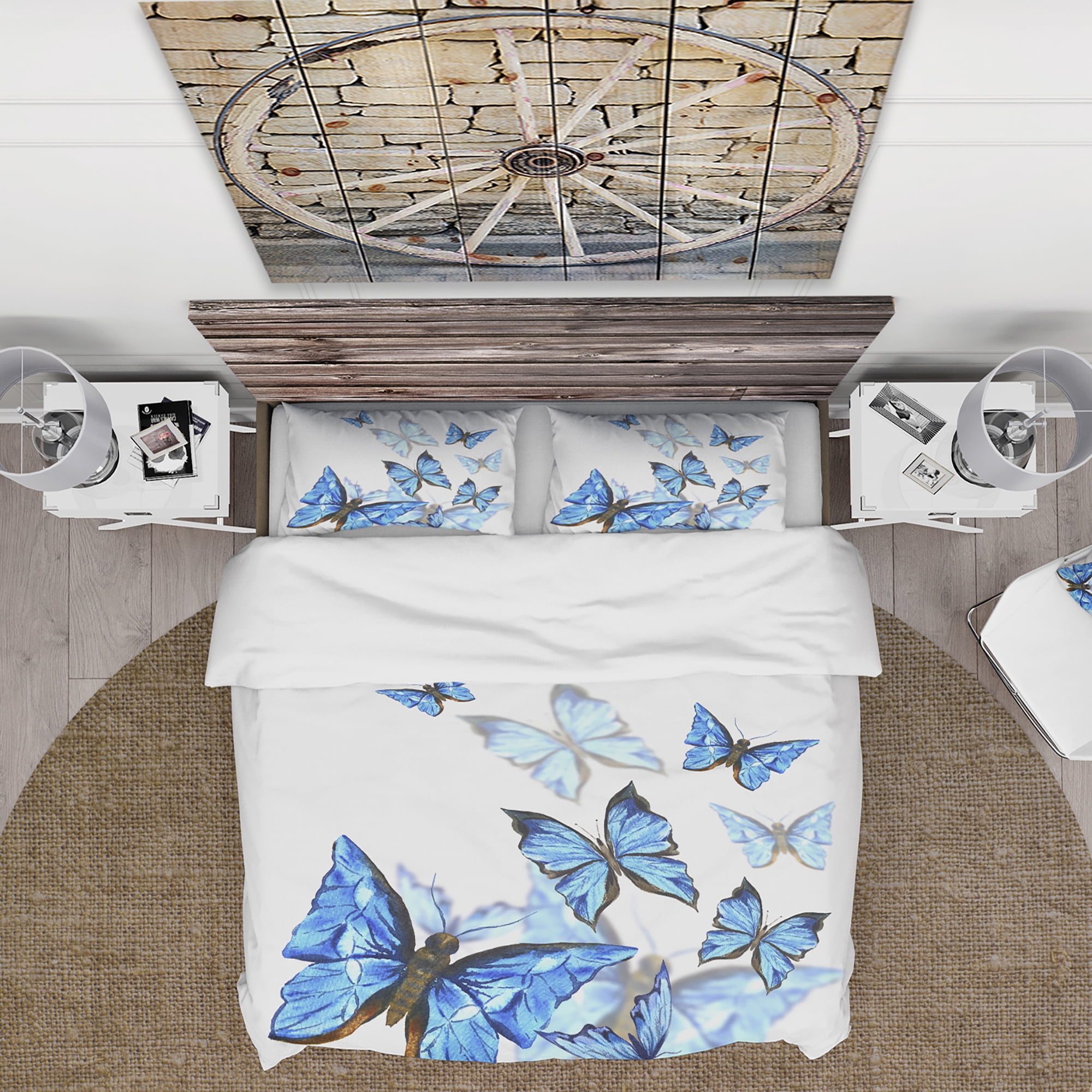 Designart 'Watercolor Butterflies on White' Cabin & Lodge Duvet Cover Set