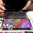 thumbnail image 5 of Compatible with iPhone 12 Pro Max 6.7 Inch Square case with Ring Holder for Women Girls Elegant Retro Flower Soft Metal Edge Reinforced Corners Shockproof Kickstand Protective Cover Case, 5 of 7