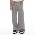 thumbnail image 2 of Dual Pockets Wide Leg Sweatpants for Men Loose Street Trousers Elastic Drawstring Waist Open Leg Casual Pants | Soft Drape Knit Oversized Sweatpants Front & Back Storage Pockets Gray,XXXL, 2 of 7