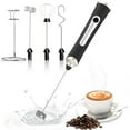 thumbnail image 1 of Milk Frother ,Handheld Electric Foam Maker, Waterproof Detachable 3-Speed Adjustable Drink Mixer & Milk Foamer with 3 Stainless Steel Whisks for Lattes, （black26*3cm）, 1 of 5