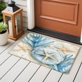 thumbnail image 4 of 2x3 Ft Entryway Area Rug, Blue Beach Coastal Kitchen Rug Runner Washable Floor Mat, Summer Starfish Nautical Shell Non Slip Indoor Door Mat Throw Carpet for Bathroom Living Room Bedroom, 4 of 8