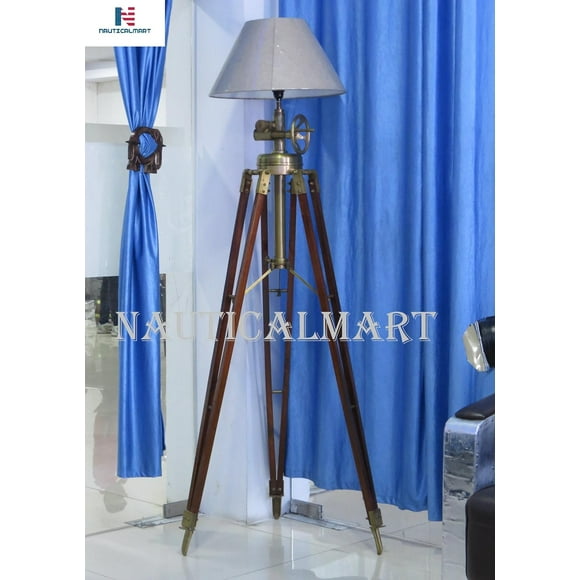 Nauticalmart Al-Nurayn Royal Marine Tripod Floor Lamp - Brown in Antique (Shade Not Included)