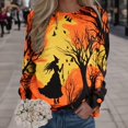 thumbnail image 2 of Hauts pour Femmes Imprimé Col Rond Chandail en Molleton Coupe Ajustée Chandail à Enfiler Hauts Confortables Manches Longues Chandails d'Entraînement Blouse Ample, 2 of 4