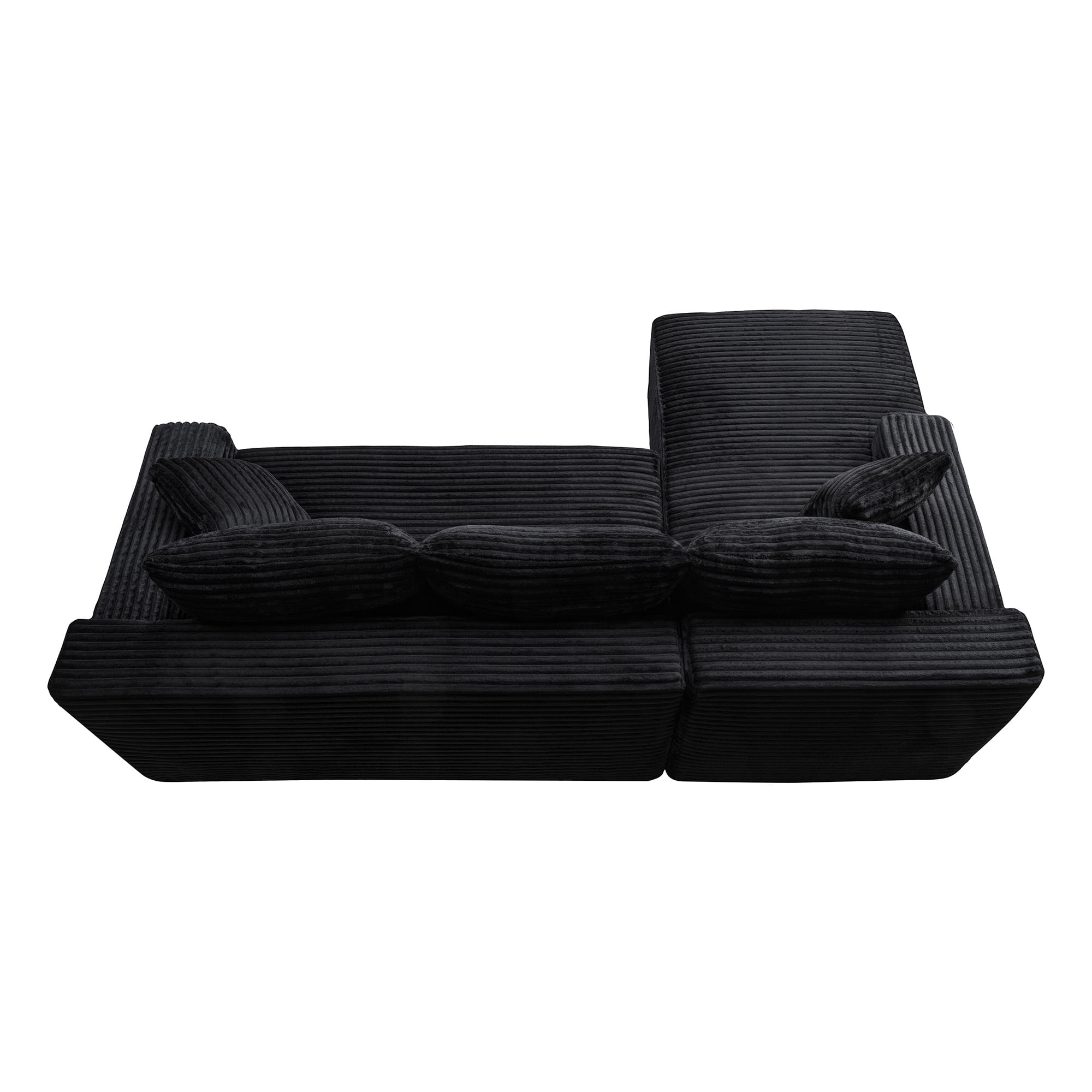 94.5 Inch Cloud Modular Sectional Sofa Couch with L-Shape Chaise, Deep Seat Corner Couch for Living Room No Assembly Needed, Reversible Chaise Lounge, Black