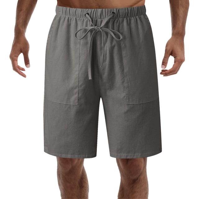 Aayomet Mens Workout Shorts Waist Drawstring Elastic Waist Solid Shorts With Pockets (Gray, XL)