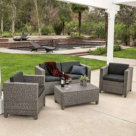 Venice Outdoor Patio Furniture 4 Piece Grey Black Sofa Seating Venice Outdoor Patio Furniture 4 Piece Grey Black Sofa Seating Set W Cushions