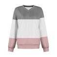 thumbnail image 3 of Yievot V-Neck Sweatshirts for Women Color Block Long Sleeve Loose Fall Tops Casual Pullover Sweatshirt, 3 of 5