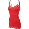 thumbnail image 2 of Bozzolo Women Junior & Plus Adjustable Spaghetti Strap Lace Trim Tunic Tank Top Camisoles, 2 of 5