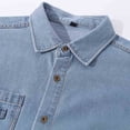 thumbnail image 5 of Men's Oversized Denim Shirt, Short Sleeve Button Jean T-Shirts with Chest Pockets Casual Loose Fitting Tops for Summer Streetwear Light Blue 4XL, 5 of 9