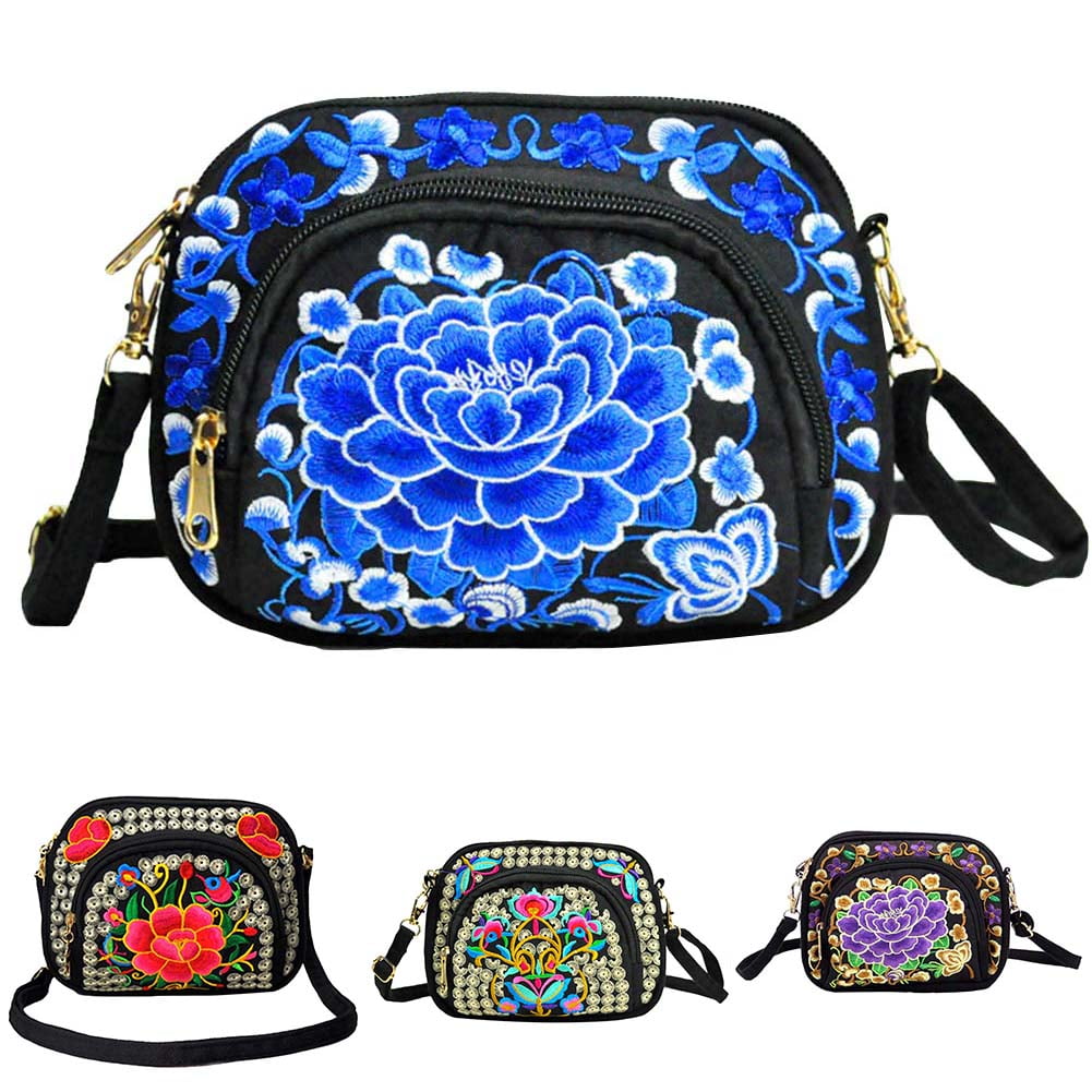 Black floral crossbody bag deals