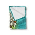 thumbnail image 2 of Astronaut Soft Flannel Fleece Throw Blanket, Cosmonaut Athlete Playing American Football Sports Hobby in Space Pop Art, Cozy Plush for Indoor and Outdoor Use, 60" x 80", Teal Multicolor, by Ambesonne, 2 of 5