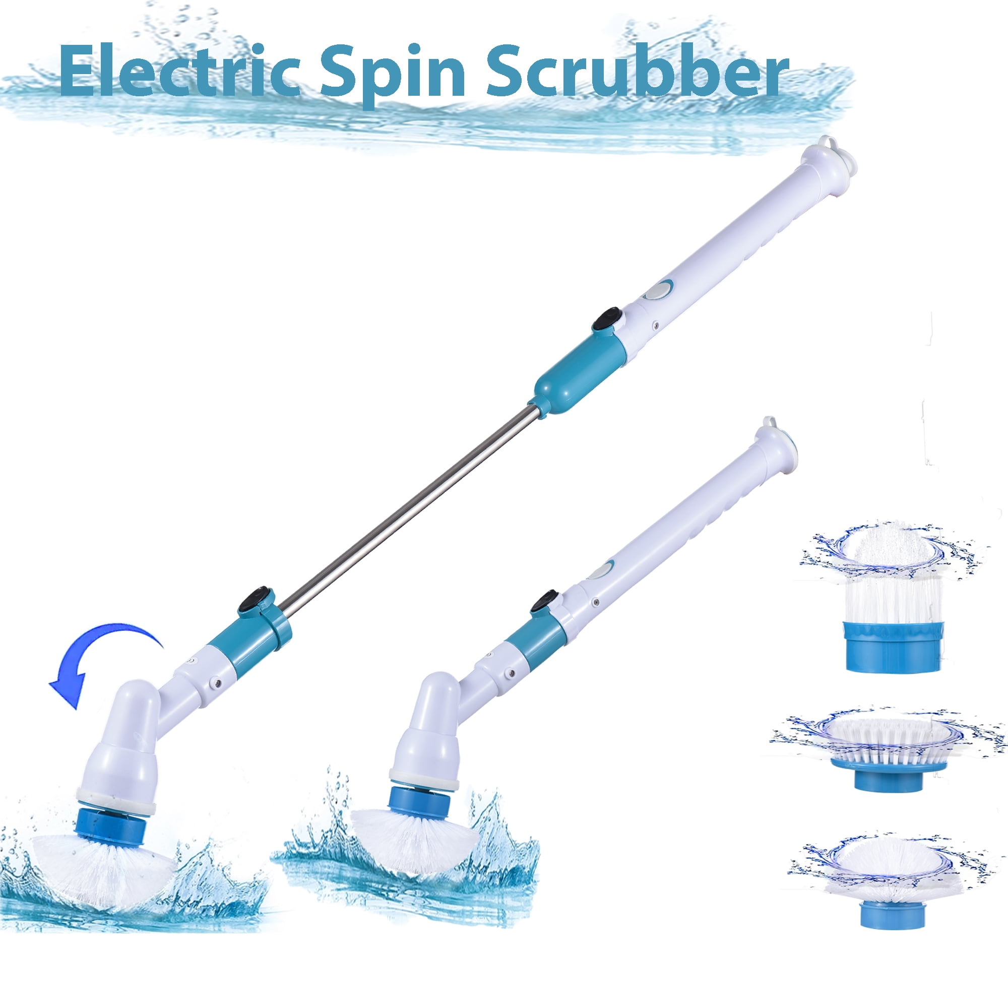 Electric Spin Scrubber,4000mAh Electric Scrubber with 3 Brush Heads  Adjustable Extension Handle Power Scrubber for Bathroom Bathtub Wall Floor