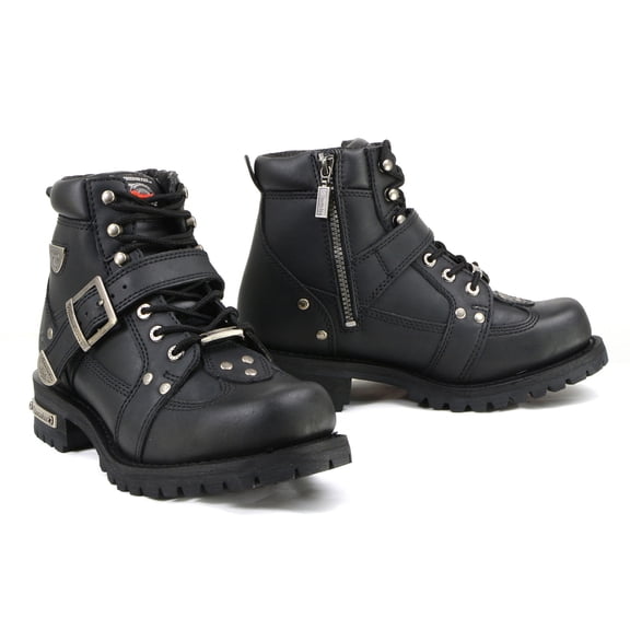 Milwaukee Motorcycle Clothing Co. Men's Road Captain Black Leather Motorcycle Boots, MB433 11.5