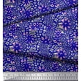 thumbnail image 2 of Soimoi Blue Poly Georgette Fabric Leopard Animal Skin Printed Fabric 1 Yard 52 Inch Wide, 2 of 3