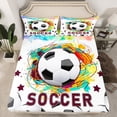 thumbnail image 2 of Feelyou Modern Football Gaming Queen Sheet Sets for Boy, Black White Honeycomb Flat Sheet, Cartoon Sport Theme Queen Fitted Sheet, Super Cozy Room Decor, 4 Pieces, 2 of 7