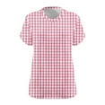 thumbnail image 4 of Zpanxa Women's Plus Size Casual Top Short Sleeve Plaid Print Tee Round Neck Loose Fit Comfortable Everyday T-Shirt, 4 of 4