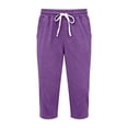 thumbnail image 5 of Yievot Capri Lounge Pants for Women Elastic Waist Drawstring Loose Casual Summer Cropped Trousers with Pockets, 5 of 5