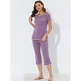 thumbnail image 2 of DARING DIVA Women's Round Neck Casual Pajama Sets S Purple, 2 of 6